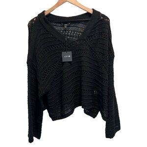 NWT Joe's Bree Crochet Black Pullover‎ Bell Sleeves Linen Blend  Layering